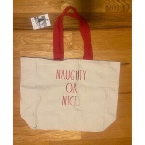 Rae Dunn Naughty Or Nice Canvas Bag Tote